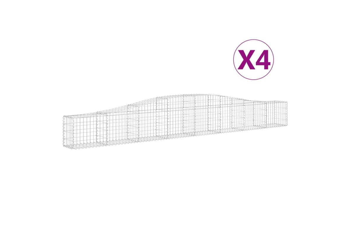 vidaXL 3145789 Arched Gabion Baskets 4 Pcs 400x30x40/60cm Galvanised Iron