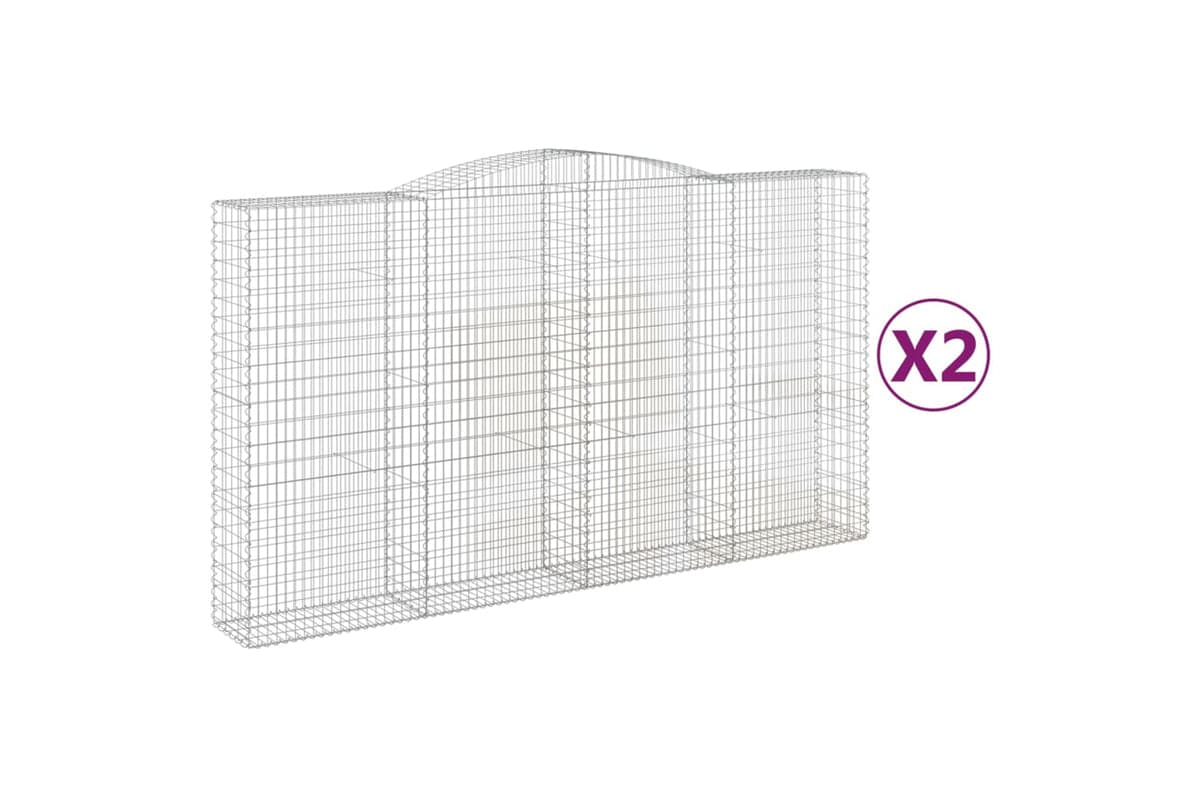 vidaXL 3147074 Arched Gabion Baskets 2 Pcs 400x50x220/240cm Galvanised Iron