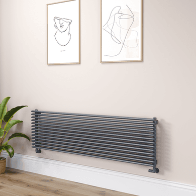 Ventura Linea Dark Grey Anthracite Oval Unique Designer Radiator 455x1600mm Single Panel 4007 BTU - Horizontal Bars
