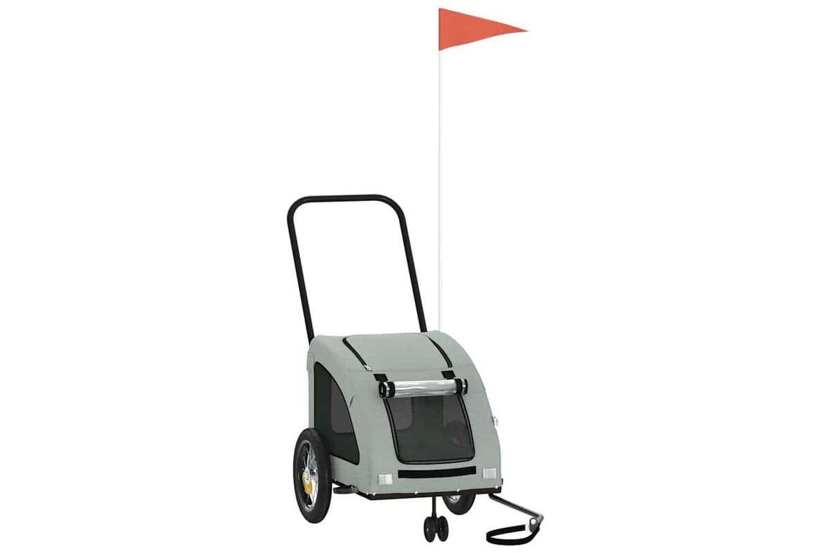 Vidaxl Pet Bike Trailer Grey Oxford Fabric And Iron