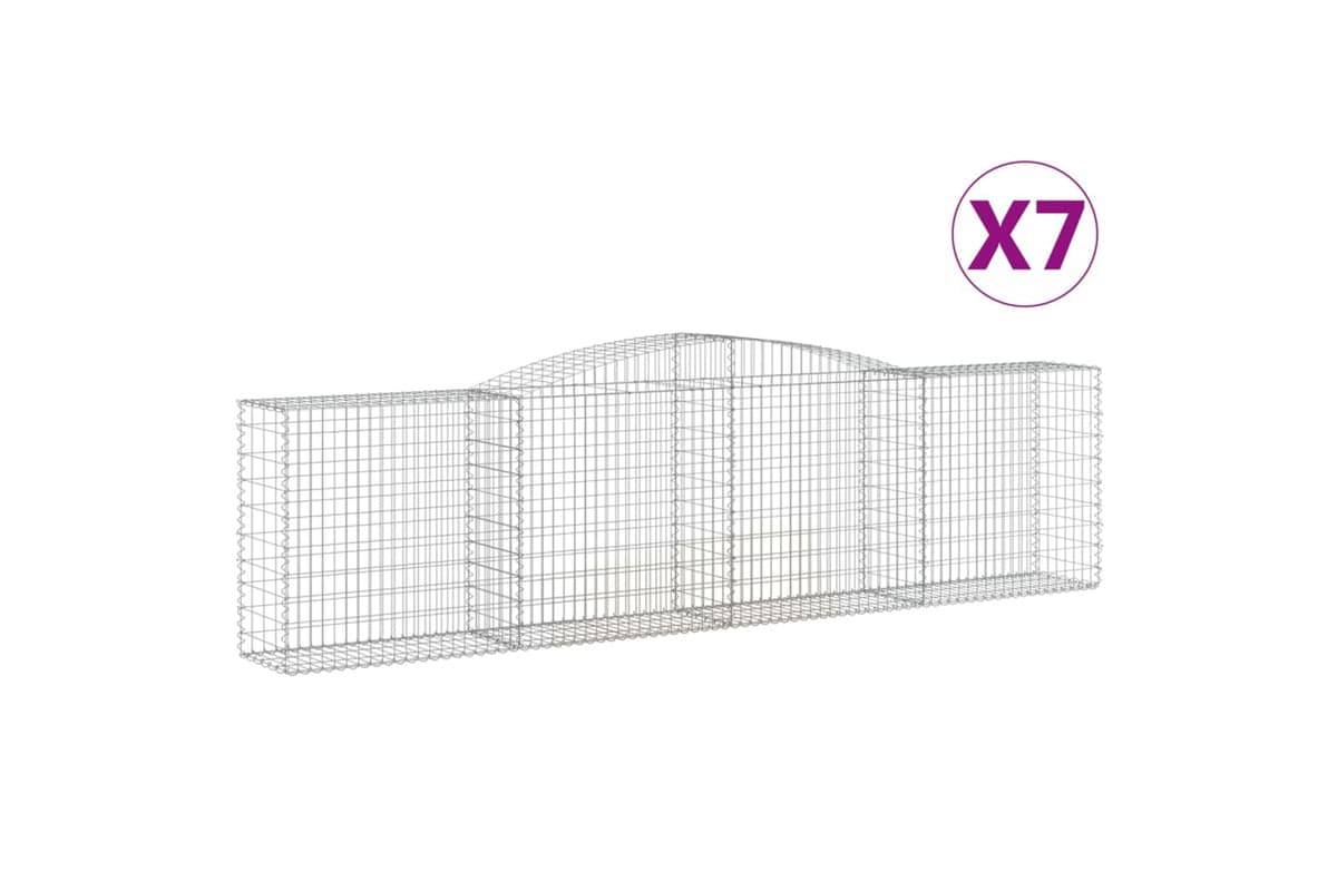 vidaXL 3147001 Arched Gabion Baskets 7 Pcs 400x50x100/120cm Galvanised Iron