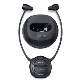 Lenco HPW400BK, Wireless Hearing Amplifier Headphones, Black