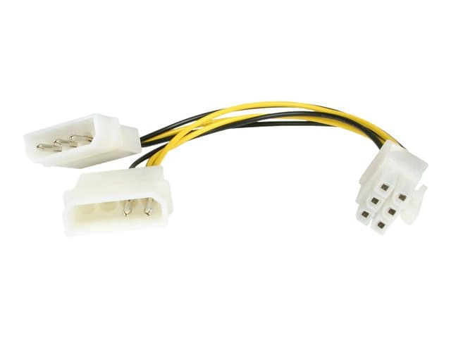 STARTECH.COM - StarTech 6in LP4 to 6 Pin PCI Express Video Card Power Cable Adapter - Power adapter - 4 pin internal power (M) to 6 pin PCIe power (M) - 6 in - LP4PCIEXADAP - power adapter - 4 PIN internal power to 6 pin PCIe power - 15.2 cm