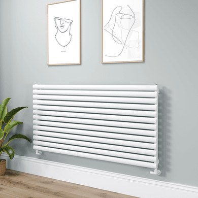 Sorrento Linea White Oval Designer Radiator 767x1600mm Single Panel 4915 BTU - Horizontal Bars