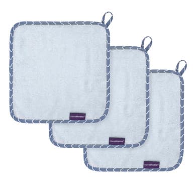 ClevaMama Bamboo Baby Washcloth Set (3Pk) - Blue | 3536