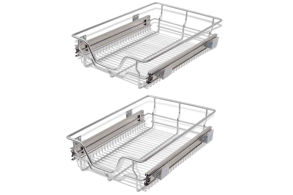 Vidaxl Pull-out Wire Baskets 2 Pcs Silver 400 Mm