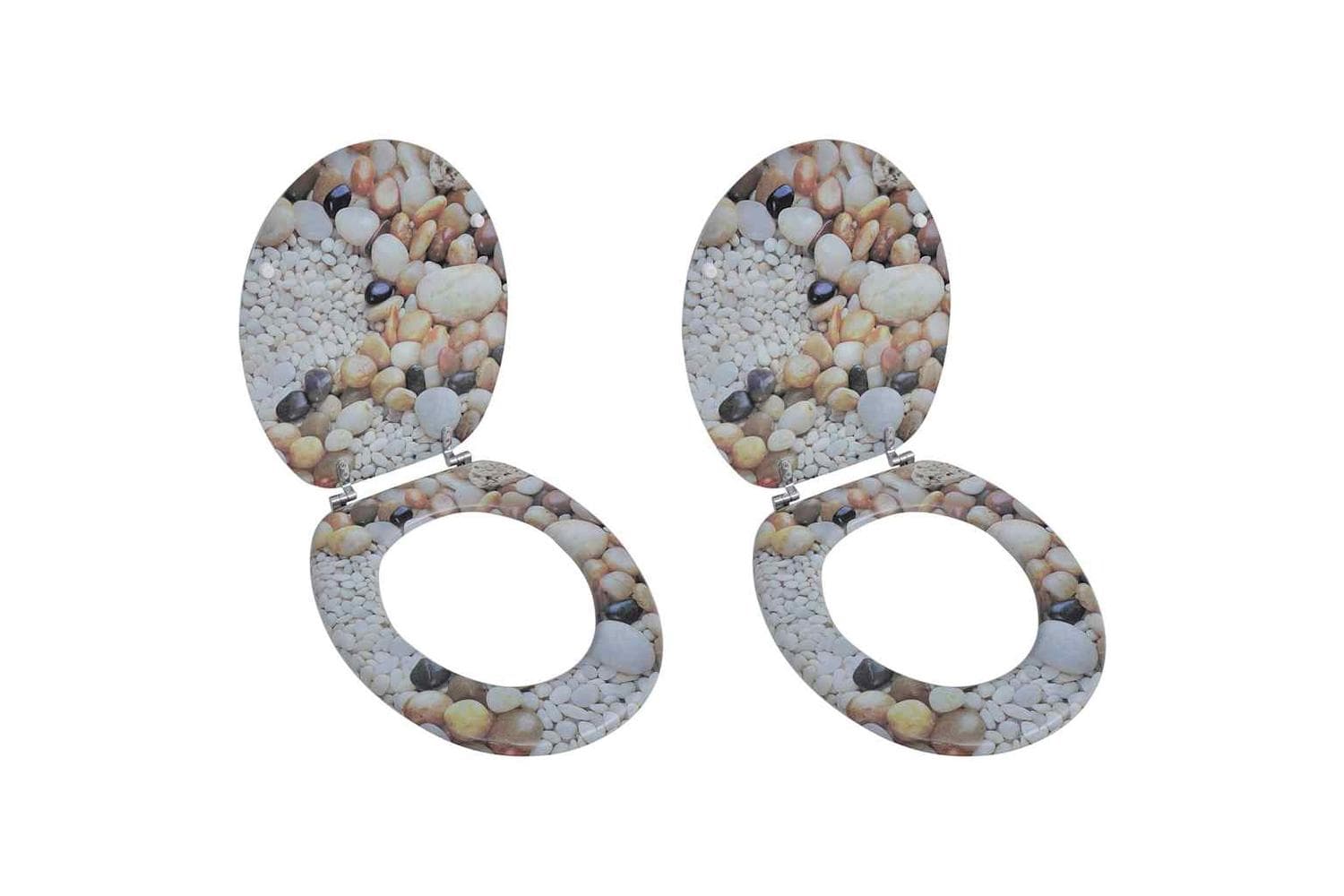 Vidaxl 275918 Toilet Seats With Lids 2 Pcs Mdf Pebbles