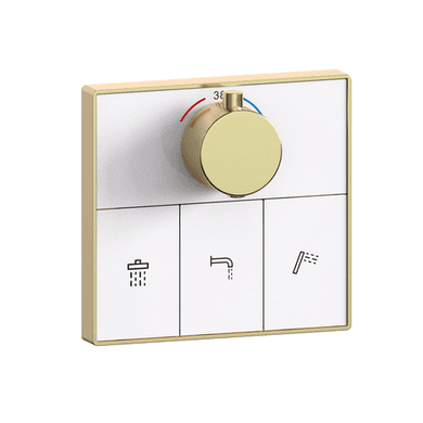 GRADE A1 - Brushed Brass Push Button 3 Outlet Concealed Mixer Shower Valve With Glass Front - Priya