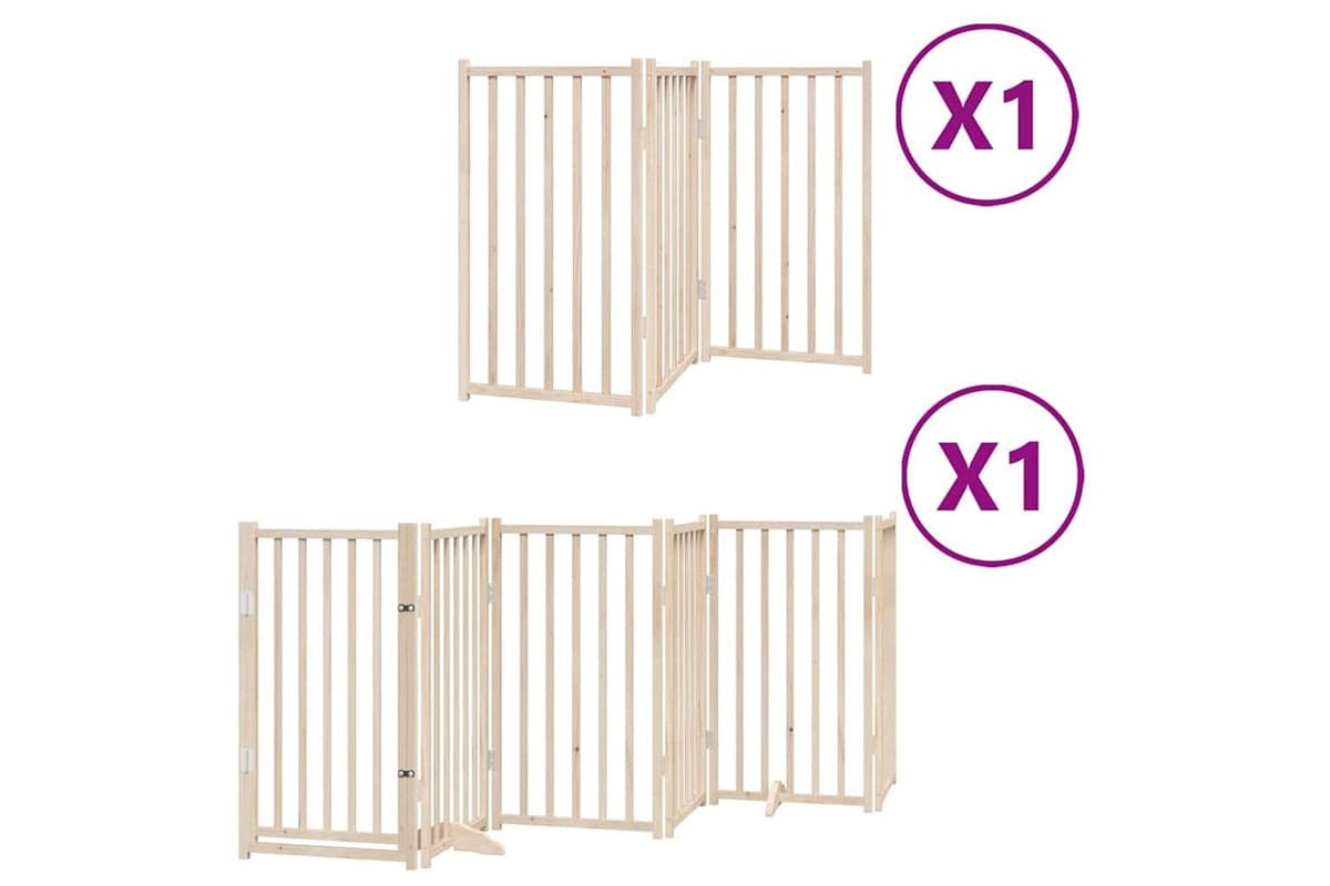 Vidaxl Dog Gate With Door Foldable 9 Panels 450 Cm Poplar Wood