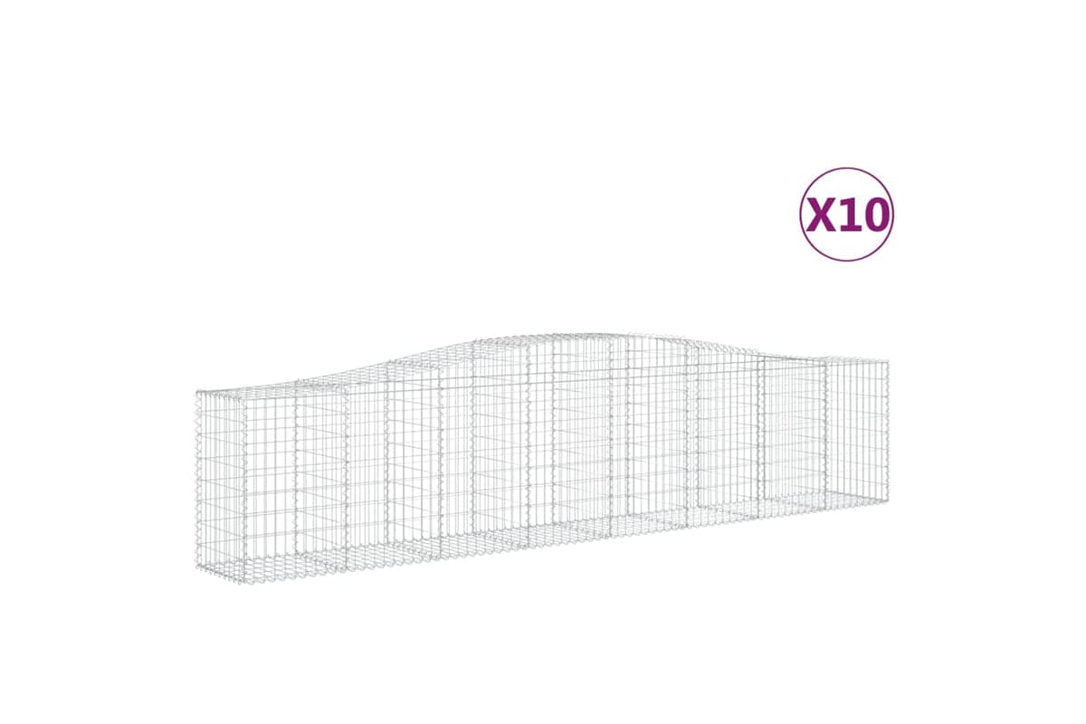 vidaXL 3145951 Arched Gabion Baskets 10 Pcs 400x50x80/100cm Galvanised Iron