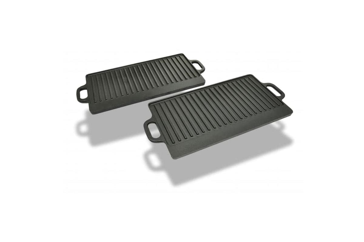 vidaXL 50127 Grill Platter 2 Pcs Cast Iron Reversible 38x23cm