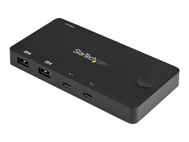 Startech 2 Port USB C KVM Switch, 4K 60Hz HDMI, Compact Dual Port UHD USB Type C Desktop Mini KVM Switch with USB C Cables, Bus Powered, MacBook iPad