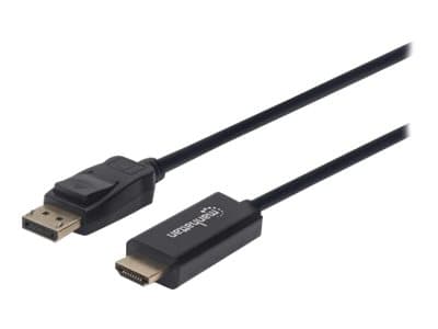 MANHATTAN - DisplayPort 1.2 to HDMI Cable, 4K@60Hz, 1m, Male to Male, DP With Latch, Black, Not Bi-Directional, Three Year Warranty, Polybag - adapter cable - DisplayPort / HDMI - 1 m