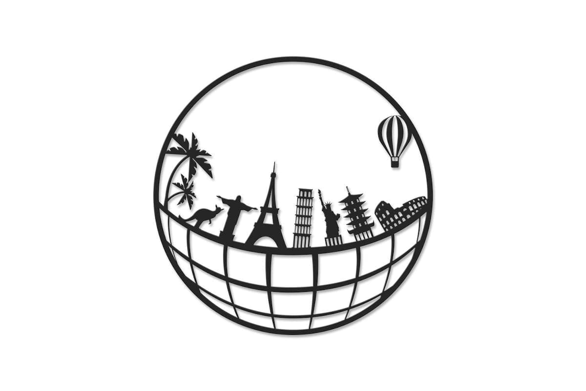 Decortie | Travel Metal Wall Art Sculpture | Black | 45 x 45 cm