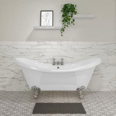 ONLY OPENED - Freestanding Double Ended Roll Top Bath with Chrome Feet 1750 x 740mm Park Royal