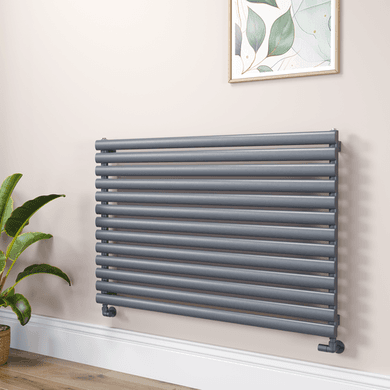 Sorrento Linea Dark Grey Anthracite Oval Designer Radiator 767x1200mm Single Panel 3724 BTU - Horizontal Bars