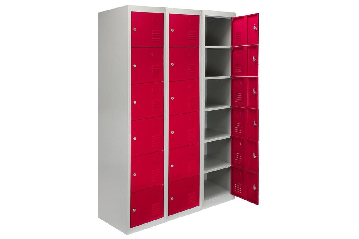 Monstershop 24134 - 3 X Metal Storage Lockers - Six Doors Re