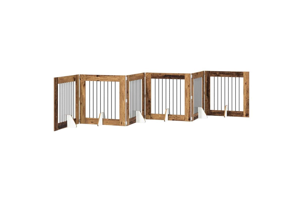 Vidaxl Foldable Dog Gate With Stands 6 Pcs Old Wood 482 Cm