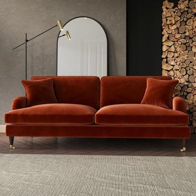 Payton Burnt Orange Velvet 4 Seater Sofa