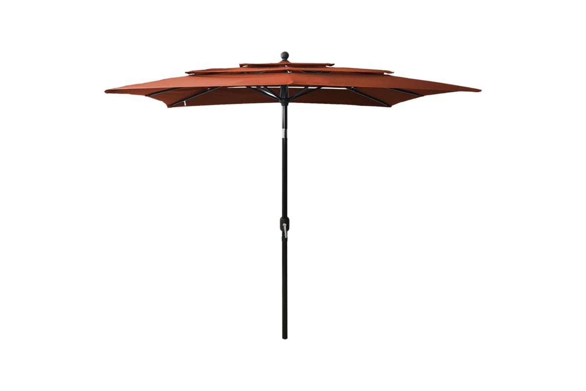 Vidaxl 313841 3-tier Parasol With Aluminium Pole Terracotta 2.5x2.5 M