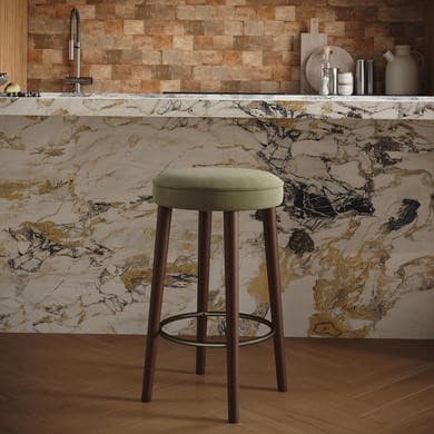 Sage Green and Walnut - Upholstered Kitchen Counter Stools - Gatsby