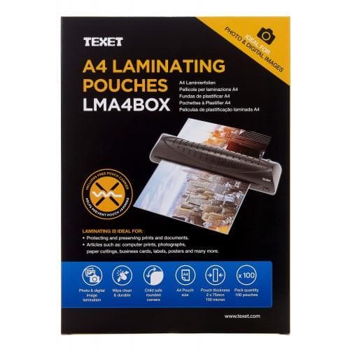 TEXET 100 Pack A4 Laminating Pouches...