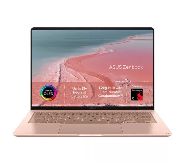 ASUS Zenbook 14 UX3480QA OLED 14" Laptop, Copilot+ PC – Snapdragon X, 512 GB SSD, Pink