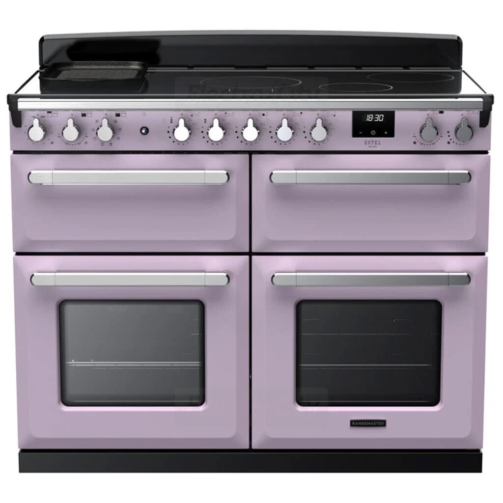 Rangemaster Estel Deluxe 110cm Induction Range Cooker with Slow Cook Oven | Heather with Chrome Trim