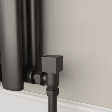 Elego Matte Black Modern Manual Angled Radiator Valves (pair)