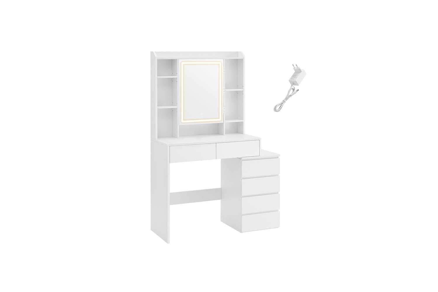 Vasagle Vanity Table | Makeup Table With Adjustable Led Lights | Cloud White