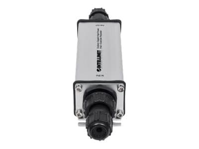 Intellinet Outdoor Gigabit High-Power PoE+ Extender Repeater, IEEE 802.3at/af Power over Ethernet (PoE+/PoE), Extends Range up to 100m, Metal, IP65