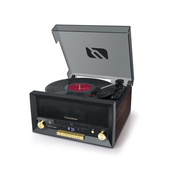 Muse MT112W, 20W, Turntable System w/ Radio, Black