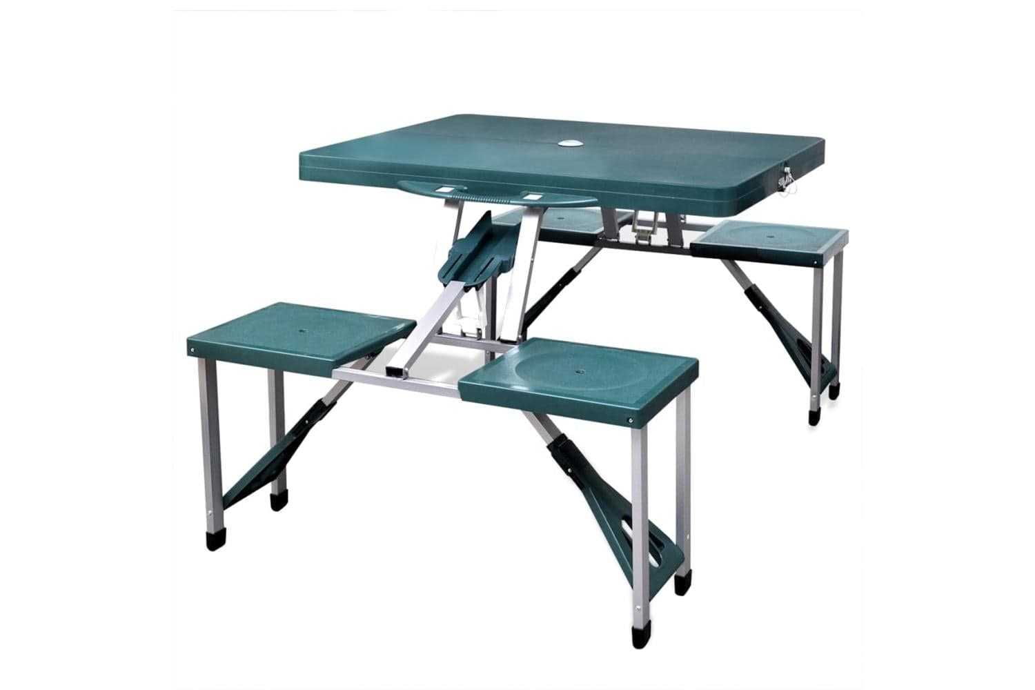 Vidaxl Foldable Camping Table Set With 4 Stools Aluminium Extra Light Green