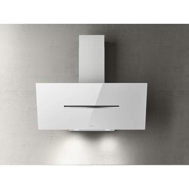 Elica Shy 90cm Angled Cooker Hood - White Glass