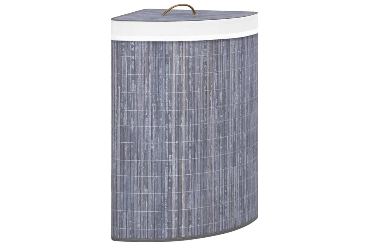 Vidaxl 320761 Bamboo Corner Laundry Basket Grey 60 L