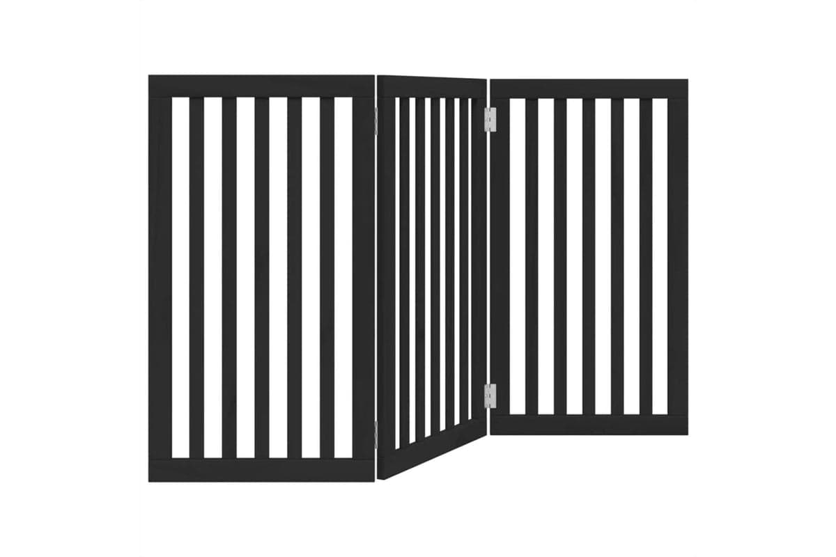 Vidaxl Dog Gate Foldable 3 Panels Black 150 Cm Poplar Wood