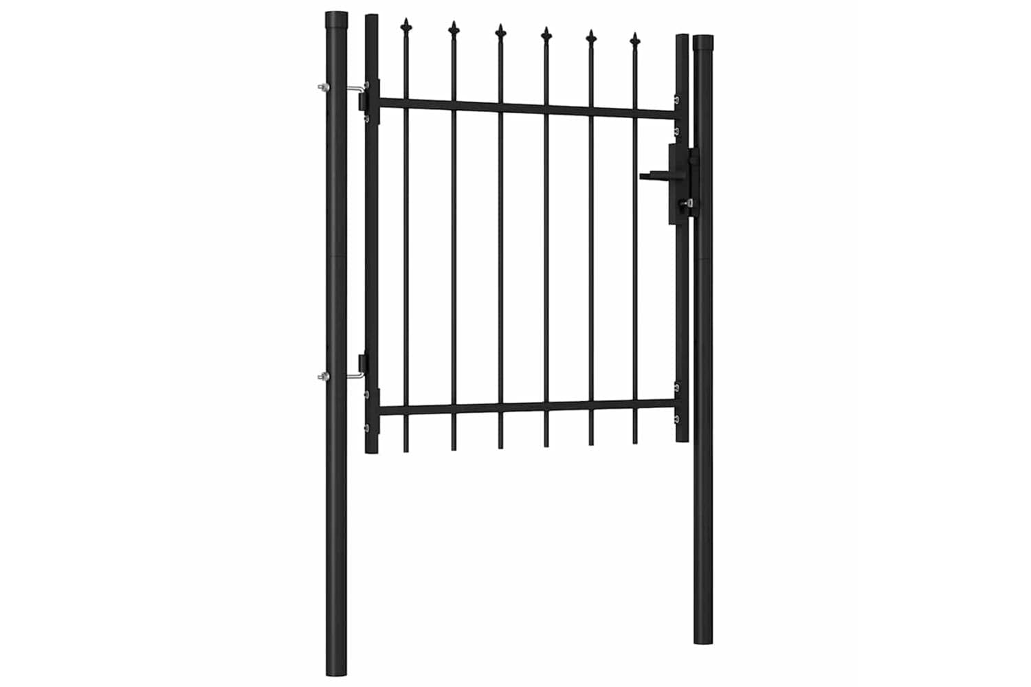 Vidaxl 146032 Fence Gate Single Door With Spike Top Steel 1x1 M Black