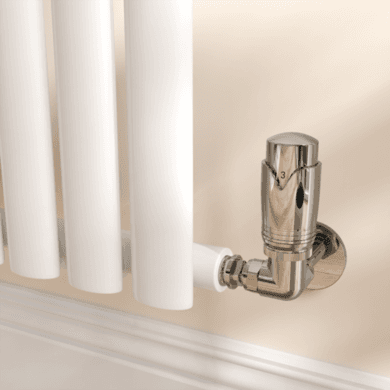 Elego Chrome Modern TRV Corner Thermostatic Radiator Valves With Lockshield