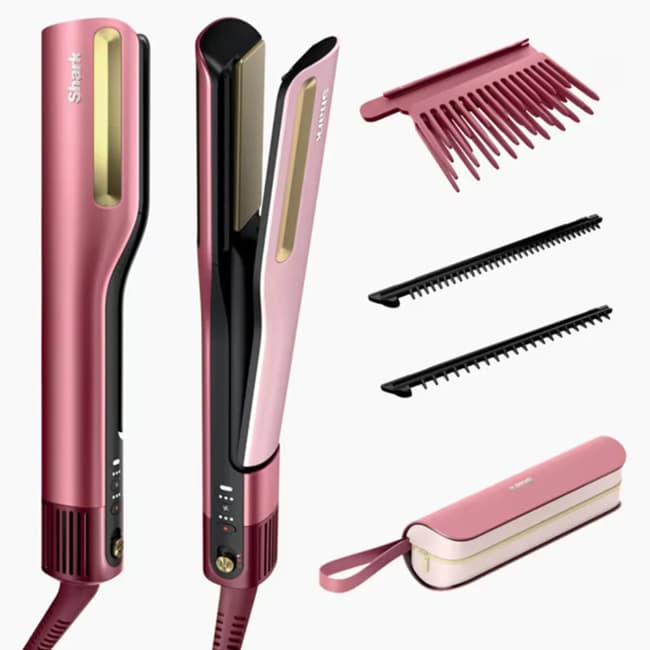 Shark SilkiPro Straight Hair Straightener + Dryer in One Tool - Rose Petal | HT401UKPK