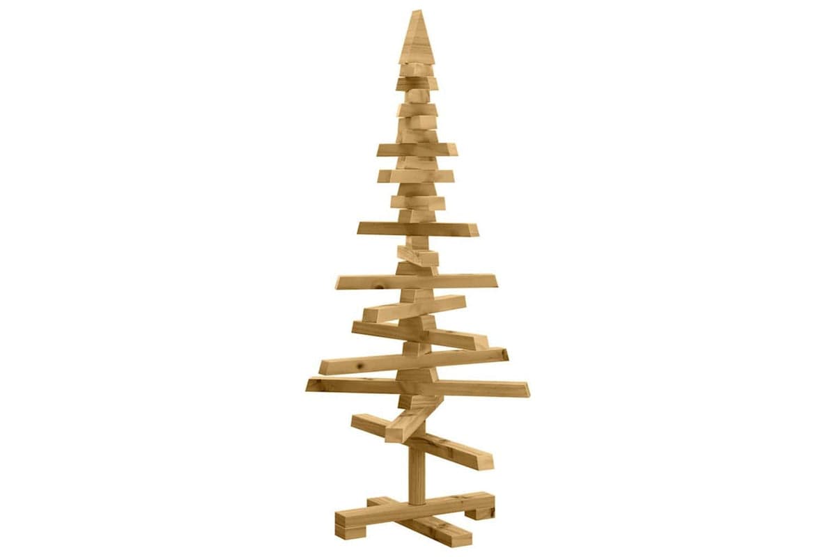 Vidaxl Wooden Christmas Tree With Stand Brown 90 Cm Solid Pine Wood