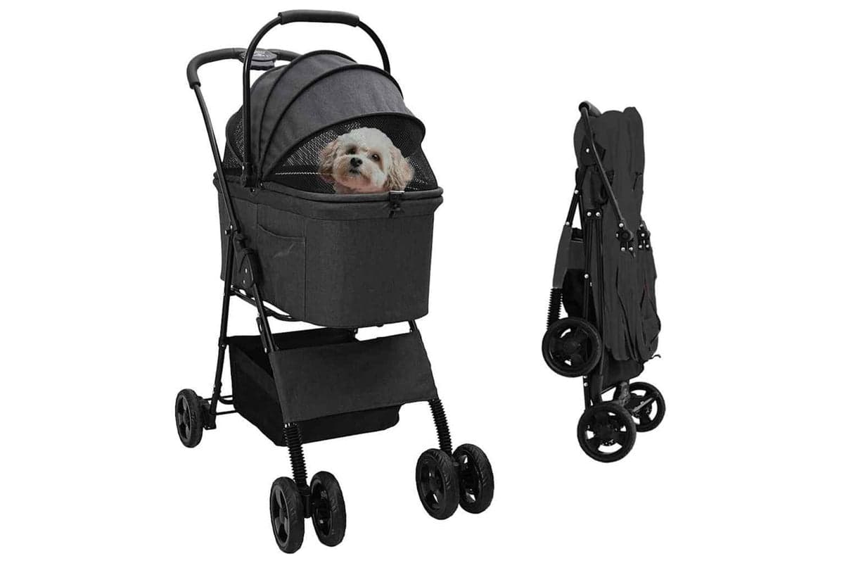 Vidaxl Folding Pet Stroller Black 81 X 47 X 99 Cm 600d Oxford Fabric