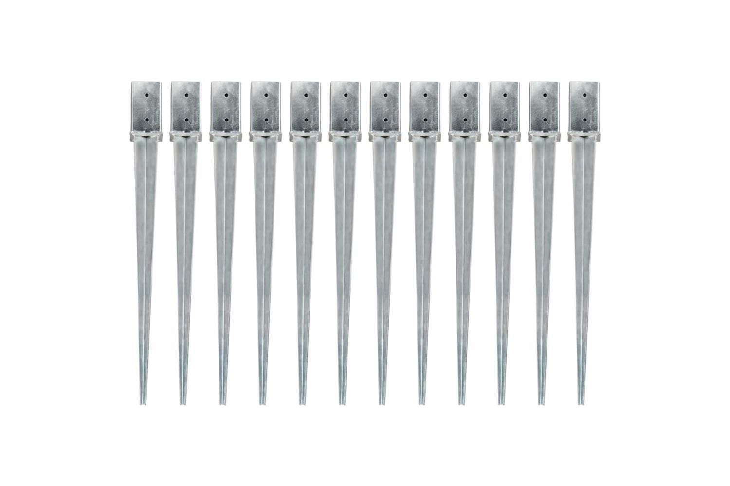 vidaXL 145412 Ground Spikes 12 Pcs Silver 8x8x91cm Galvanised Steel