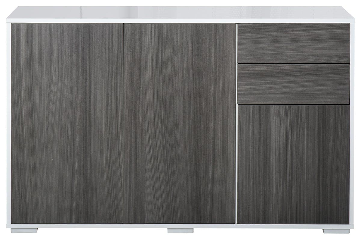 Homcom Push-Open Doors Cabinet | 2 Drawers | White/Grey