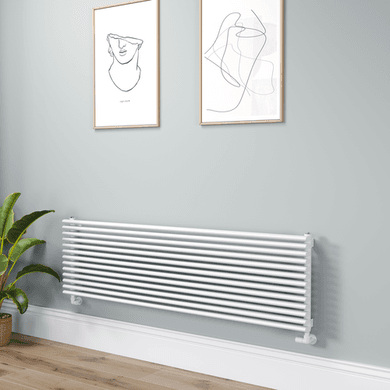 Ventura Linea White Oval Unique Designer Radiator 455x1600mm Single Panel 4007 BTU - Horizontal Bars
