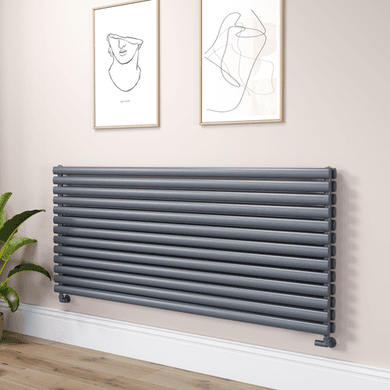 Sorrento Linea Dark Grey Anthracite Oval Designer Radiator 767x1800mm Double Panel 8239 BTU - Horizontal Bars