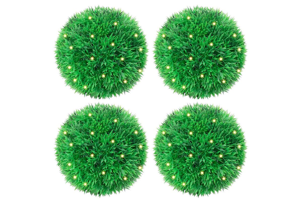 Artificial Boxwood Balls With Led Lights 4 Pcs Green 12 Cm