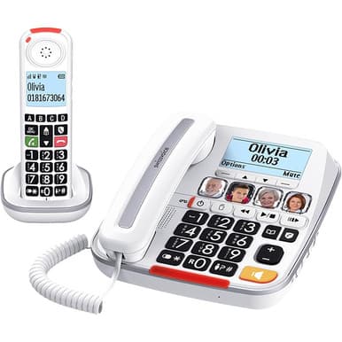 Swissvoice Xtra 3355 ATL1424034 Combo Big Button Corded & Cordless Phone with Answering Machine | White