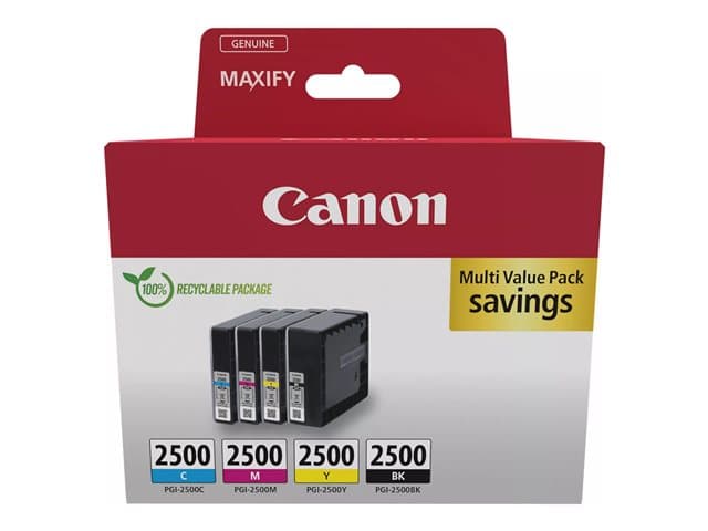 CANON - PGI-2500 BK/C/M/Y Multipack - 4-pack - black, yellow, cyan, magenta - original - ink tank