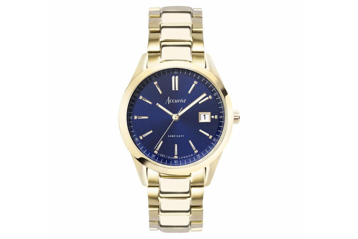 Accurist Everyday Men's Watch | Gold Case & Stainless Steel Bracelet With Oxford Blue Dial | 40mm