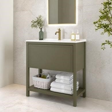 800mm Green Freestanding Vanity Unit with Basin - Perla
